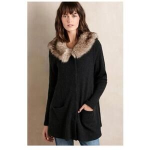 Anthropologie Moth Anouk Sweater Coat Sz Small faux fur lined long coat